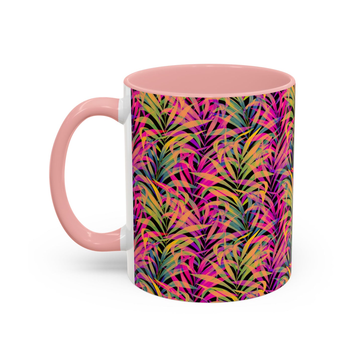 Accent Coffee Mug (11, 15oz), Rainbow Fronds / Various Colors