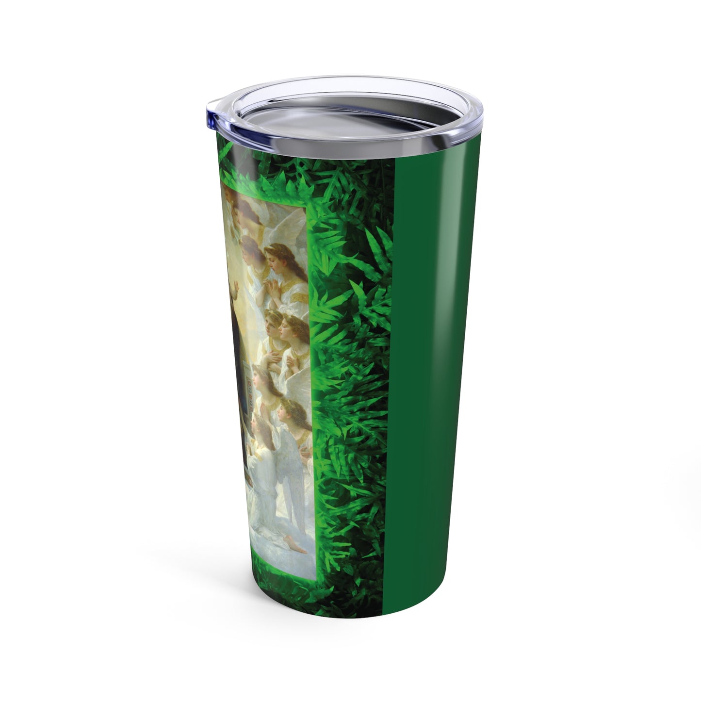 20oz Glossy Tumbler, Stainless Steel / Tropical Glow, Queen of the Angels/Dark Green