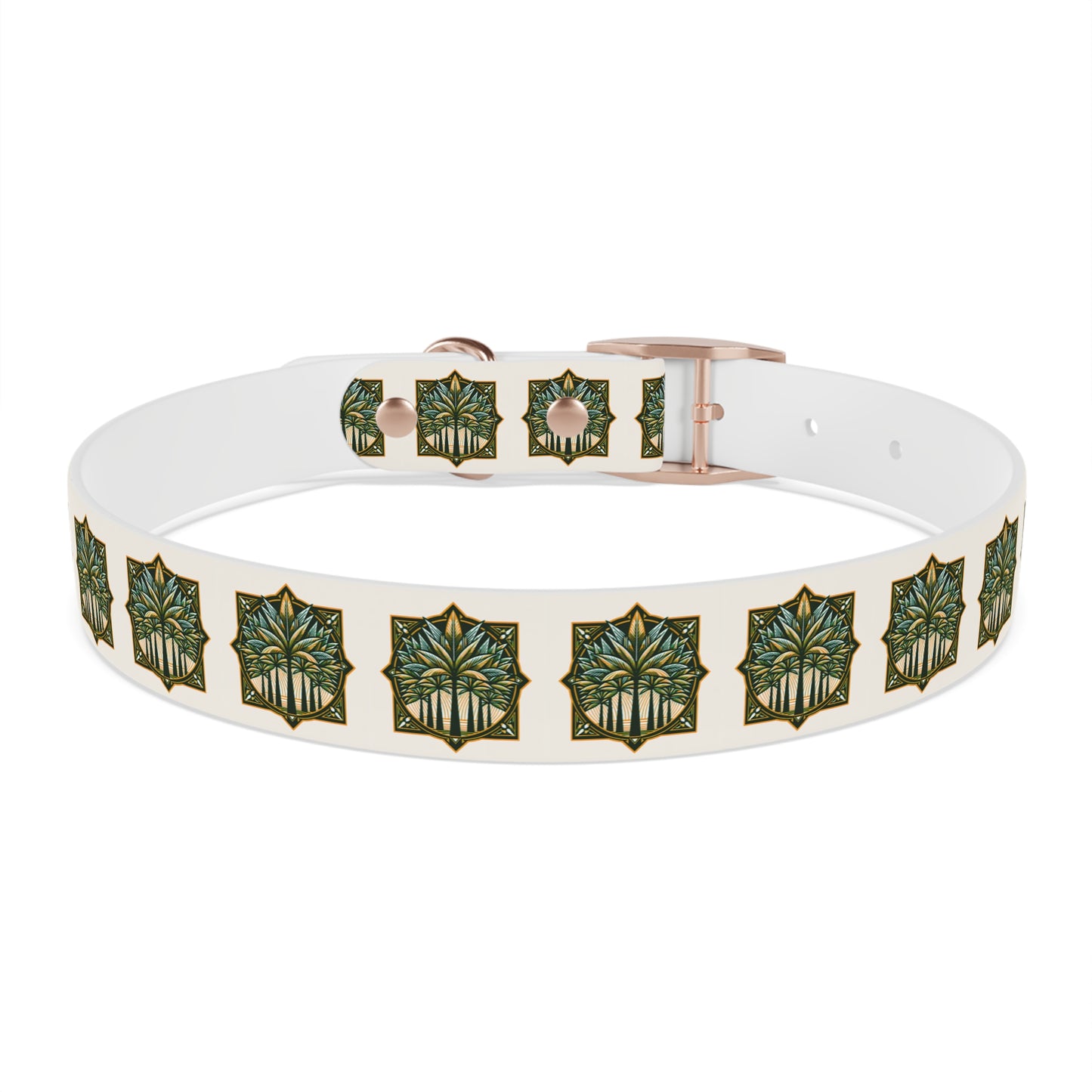 Dog Collar - Deco Palm Trees, Green/Brown