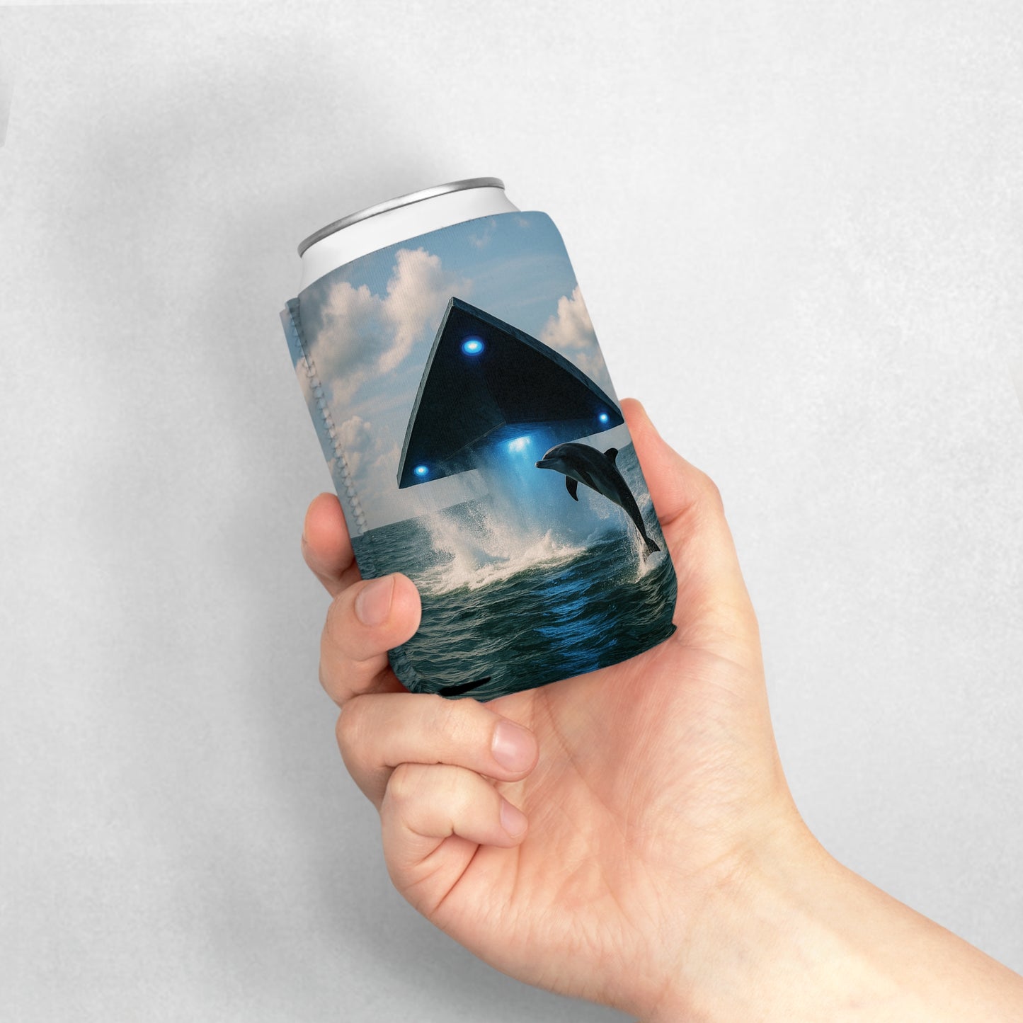 UFO and Dolphin Can Cooler Sleeve - Perfect for Outdoor Picnics