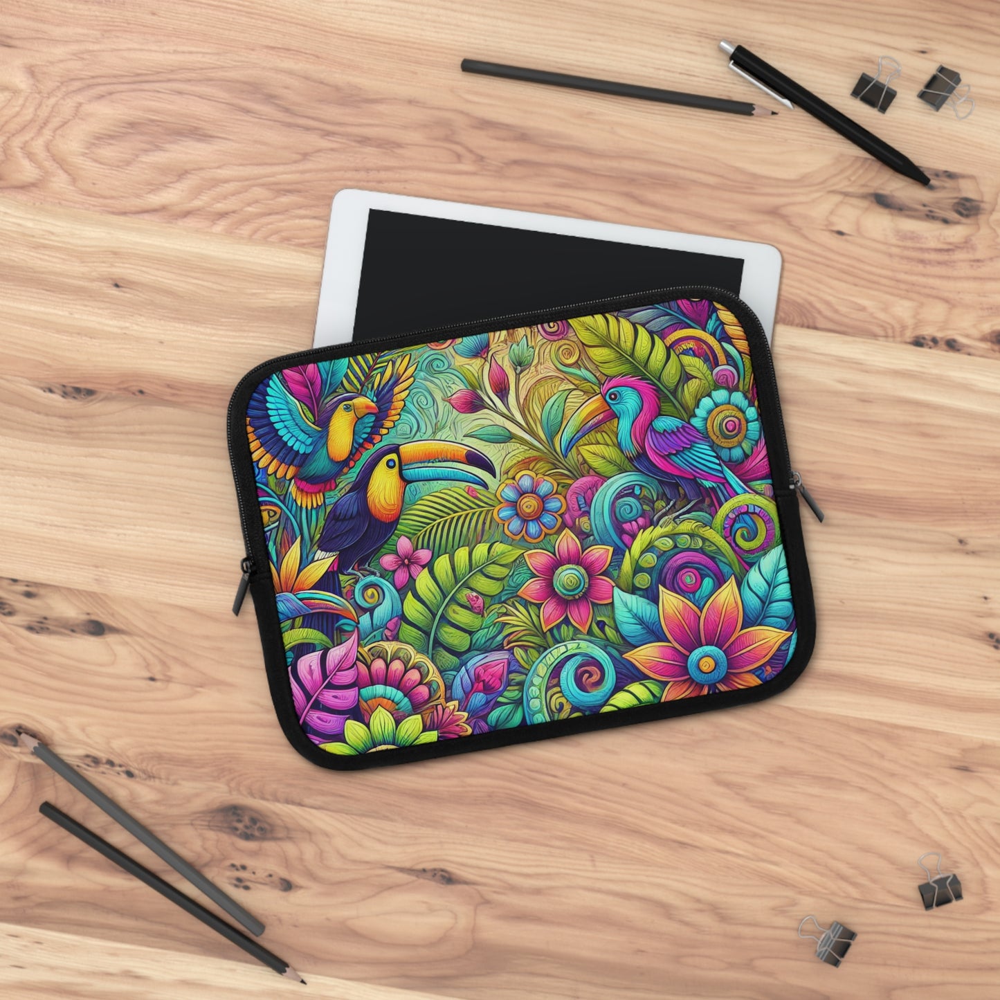 Tropical Laptop Sleeve, 5 Sizes - Perfect for Beach Lovers & Students / Rainforest Music