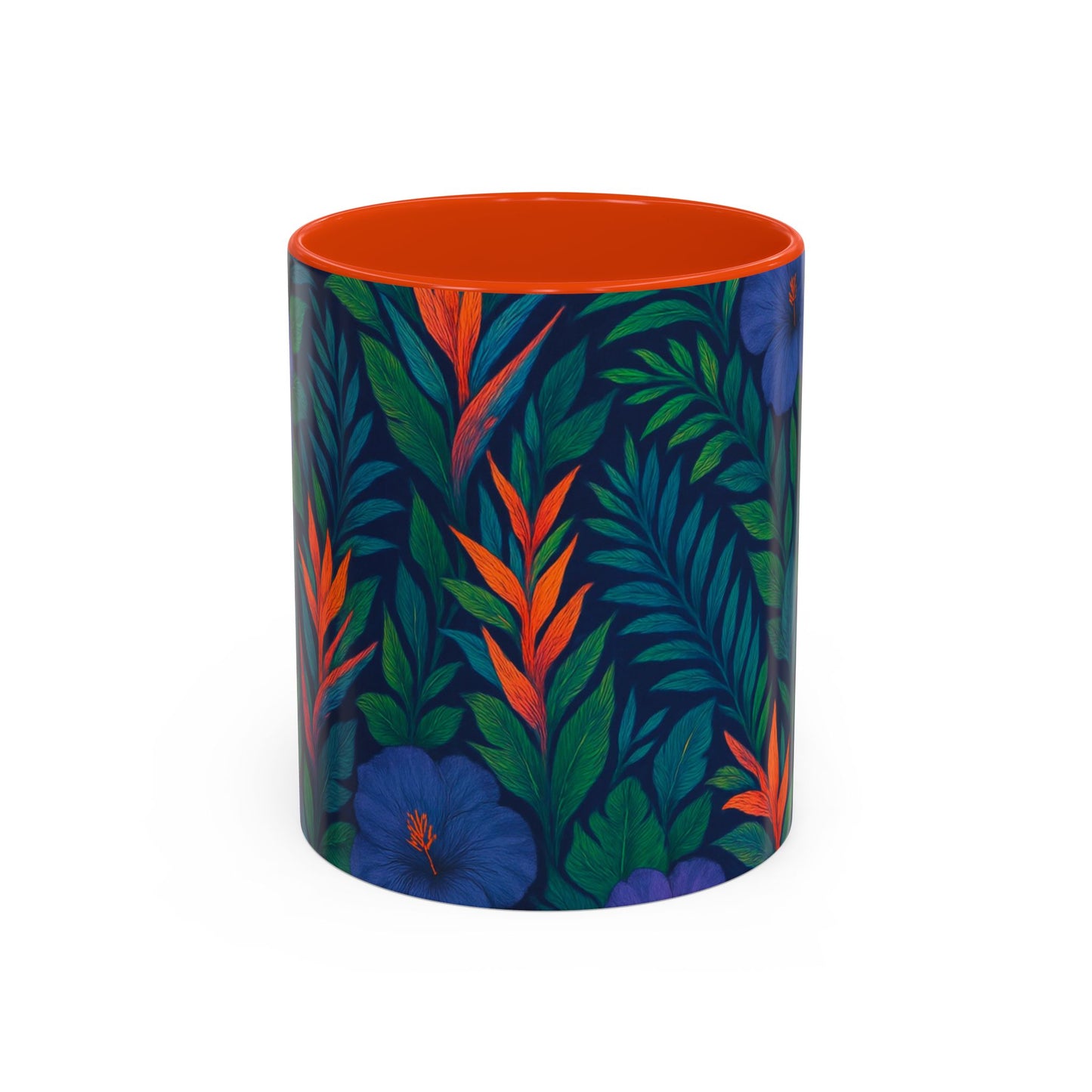 Vibrant Floral Coffee Mug - 11oz & 15oz / Midnight Flower Coral