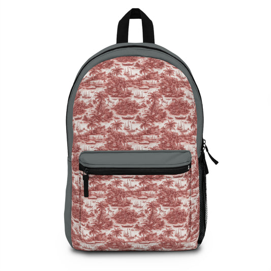 Tropical Backpack  / Tropical Toile #1, Russet & Grey