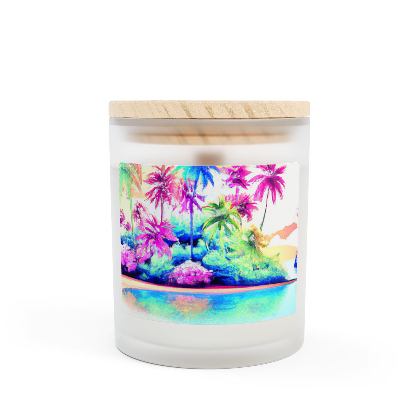 Frosted Glass Candle, 11oz - Watercolor Beach