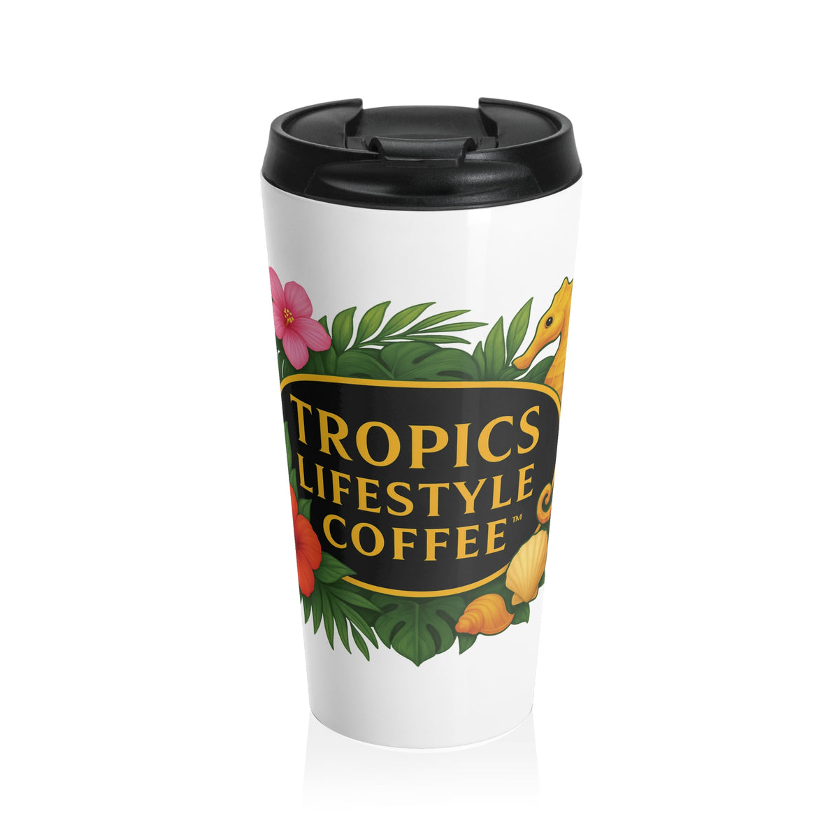 15 oz. Stainless Steel Travel Mug / TLCoffee Seahorse Logo