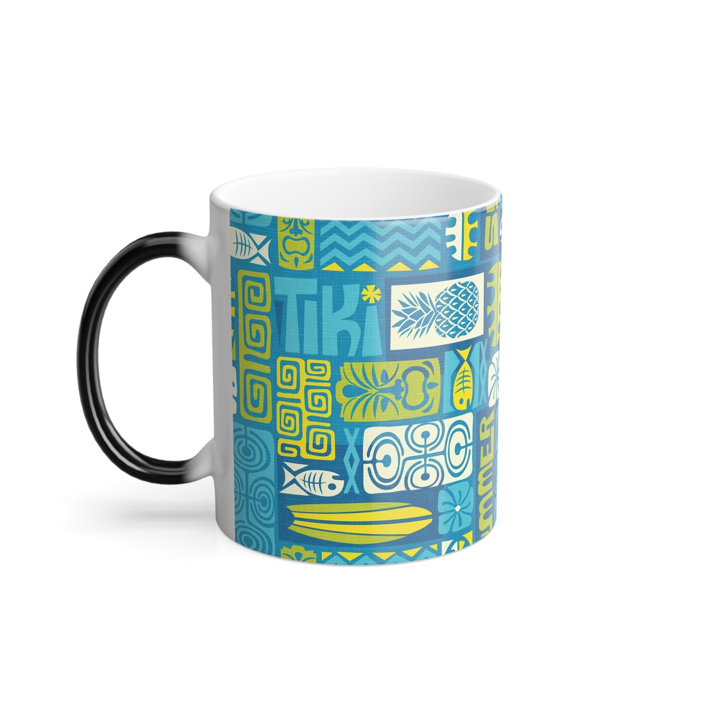 Color Morphing Mug, 11oz, Tiki Poster Blue