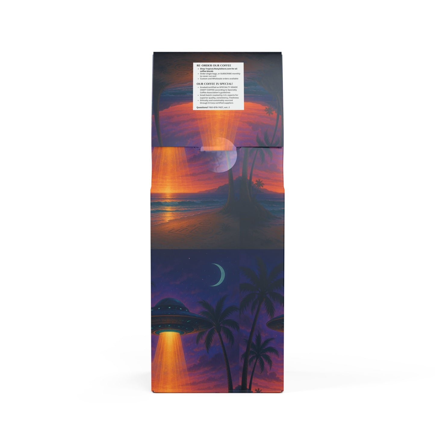Beach Sunrise Blend™ (Light Roast) Specialty Grade Craft Coffee / Beach UFO at Night