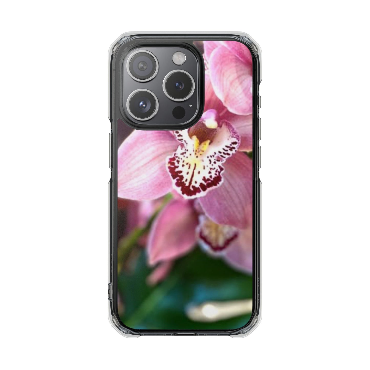 Pink Orchid/Photo Magnetic Clear Phone Case, Many Models