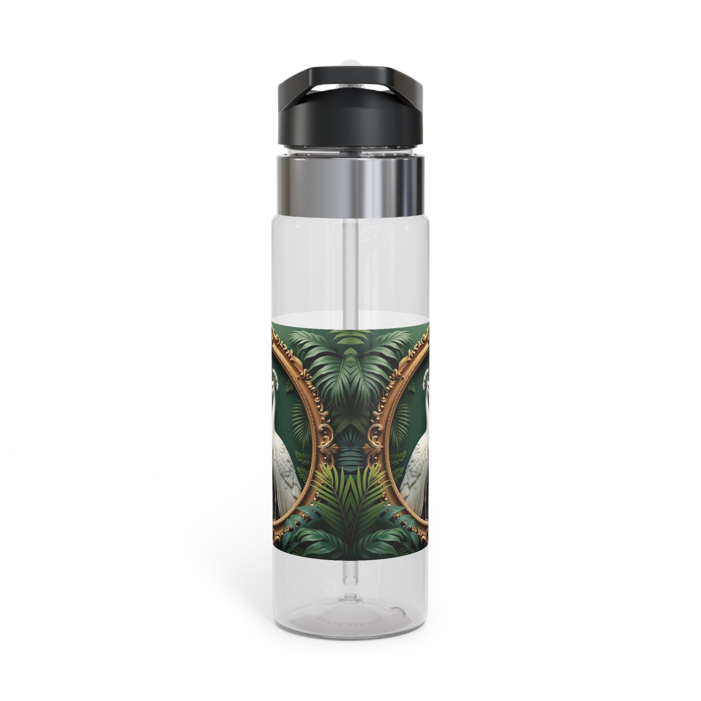 Tropical 20oz Tritan Sport Water Bottle -  Leakproof, Lightweight, BPA-Free / Framed White Peacocks