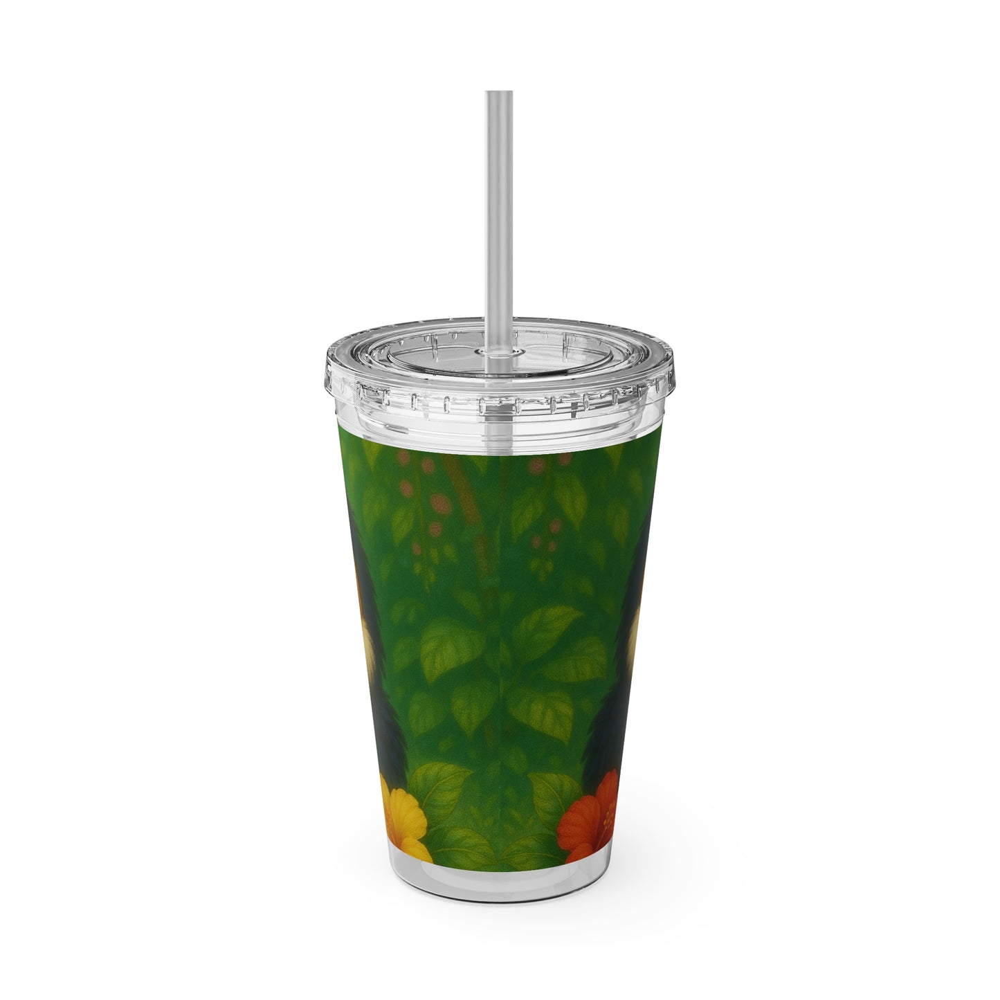 Tropical Tumbler with Straw | 16oz Colorful Travel Cup / Baby Toucans