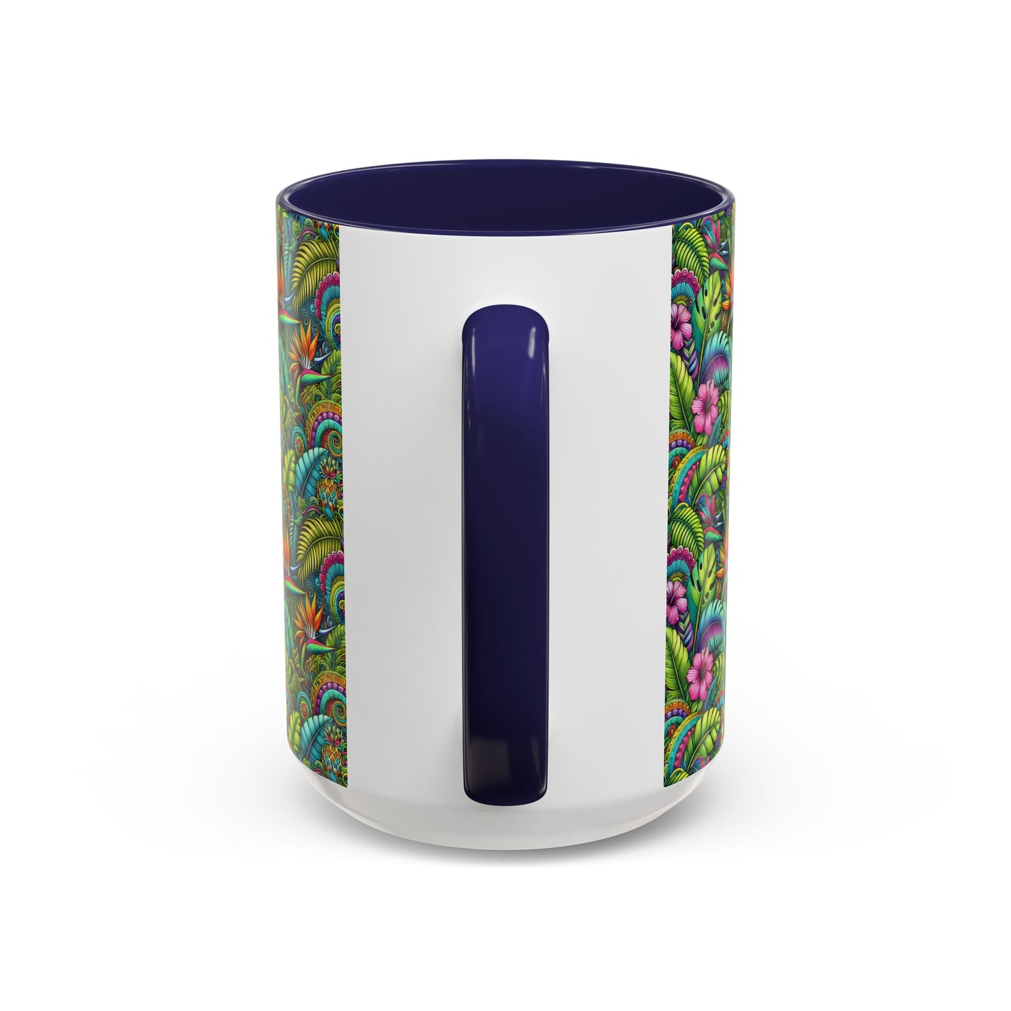 Accent Color Coffee Mug (11, 15oz), Rainforest Blooms, Various Colors