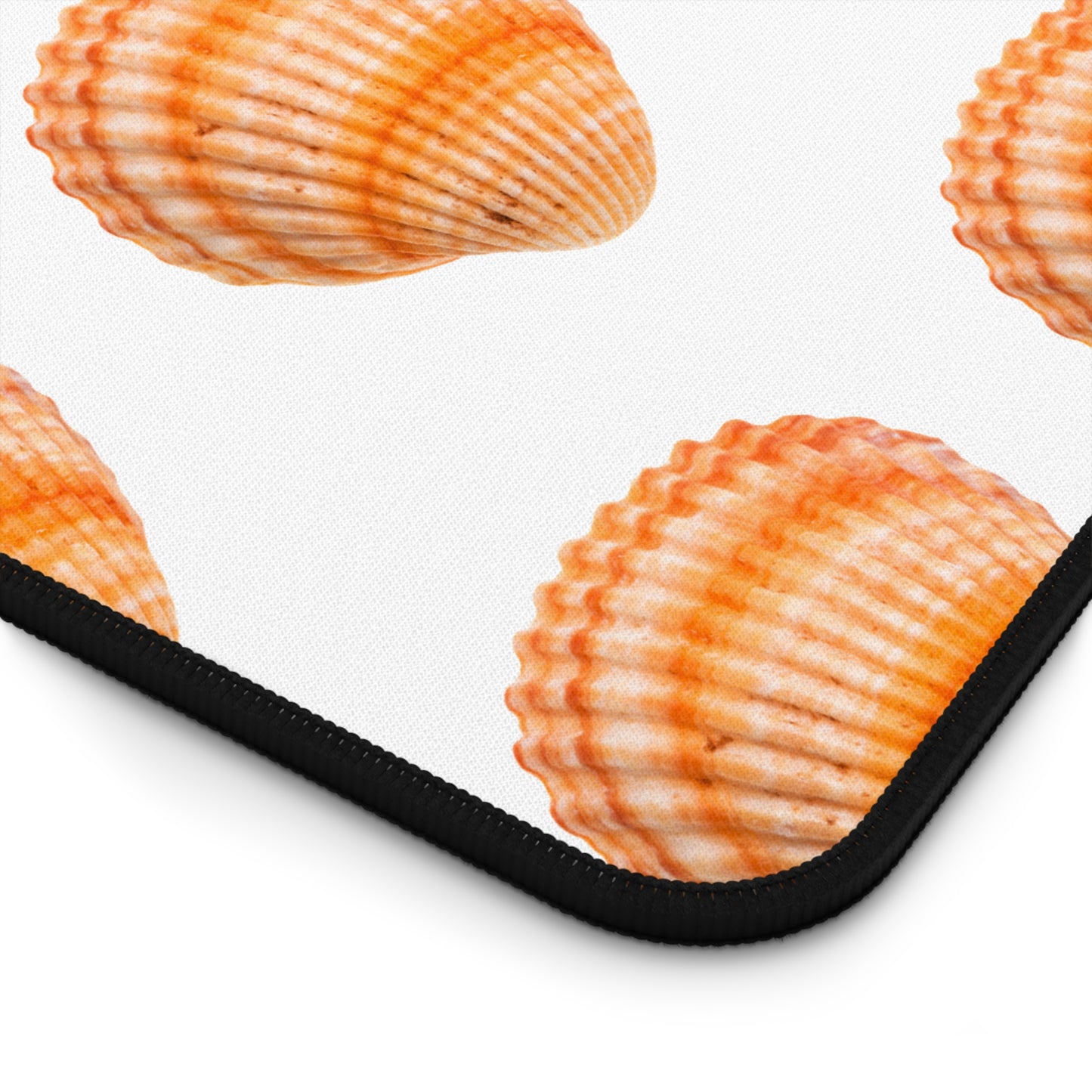 Tropical Mouse Pad/Desk Mat, 3 Sizes - Seashell Design, Perfect for Home Office / Orange Scallop, White