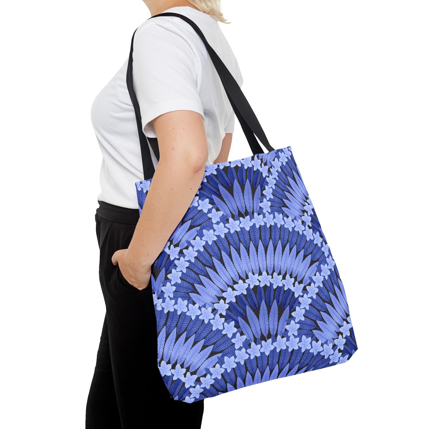 Plumeria and Palms Blue Tote Bag - 3 Sizes