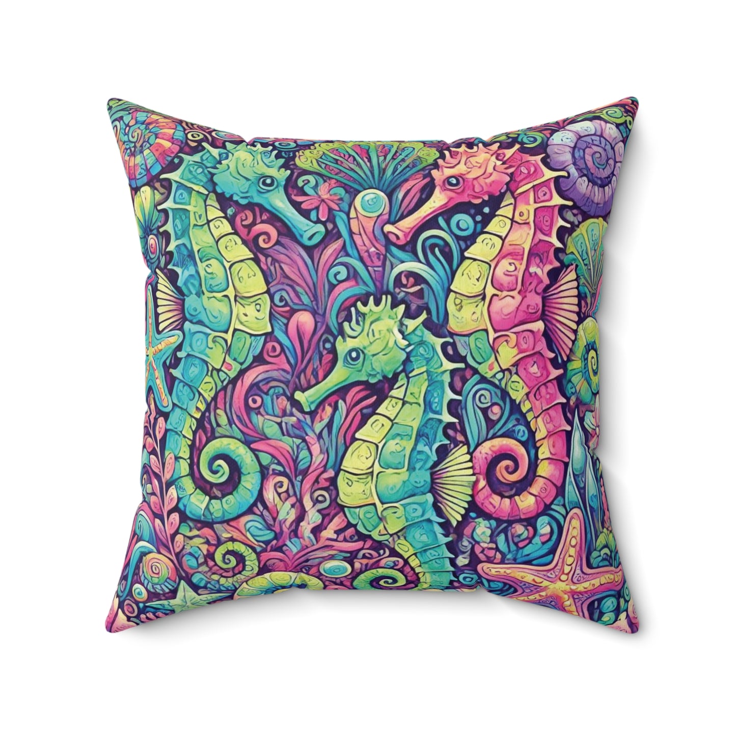 Decorative Pillow - Accent Cushion, 4 Sizes / Seahorse Trio