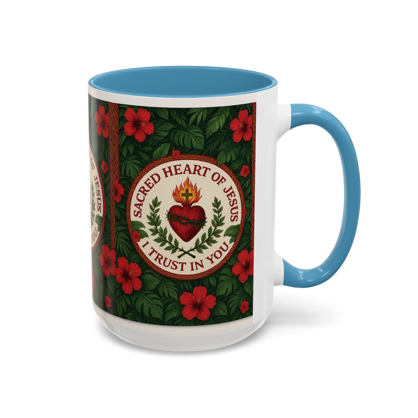 Religious Accent Color Coffee Mug (11, 15oz) / Sacred Heart of Jesus Prayer, Various Colors