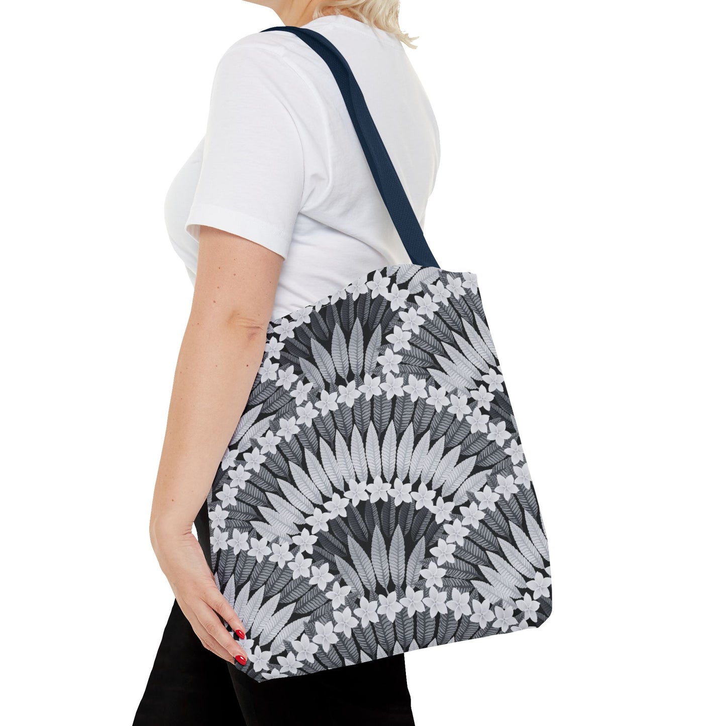 Plumeria and Palms BlackTote Bag - 3 Sizes