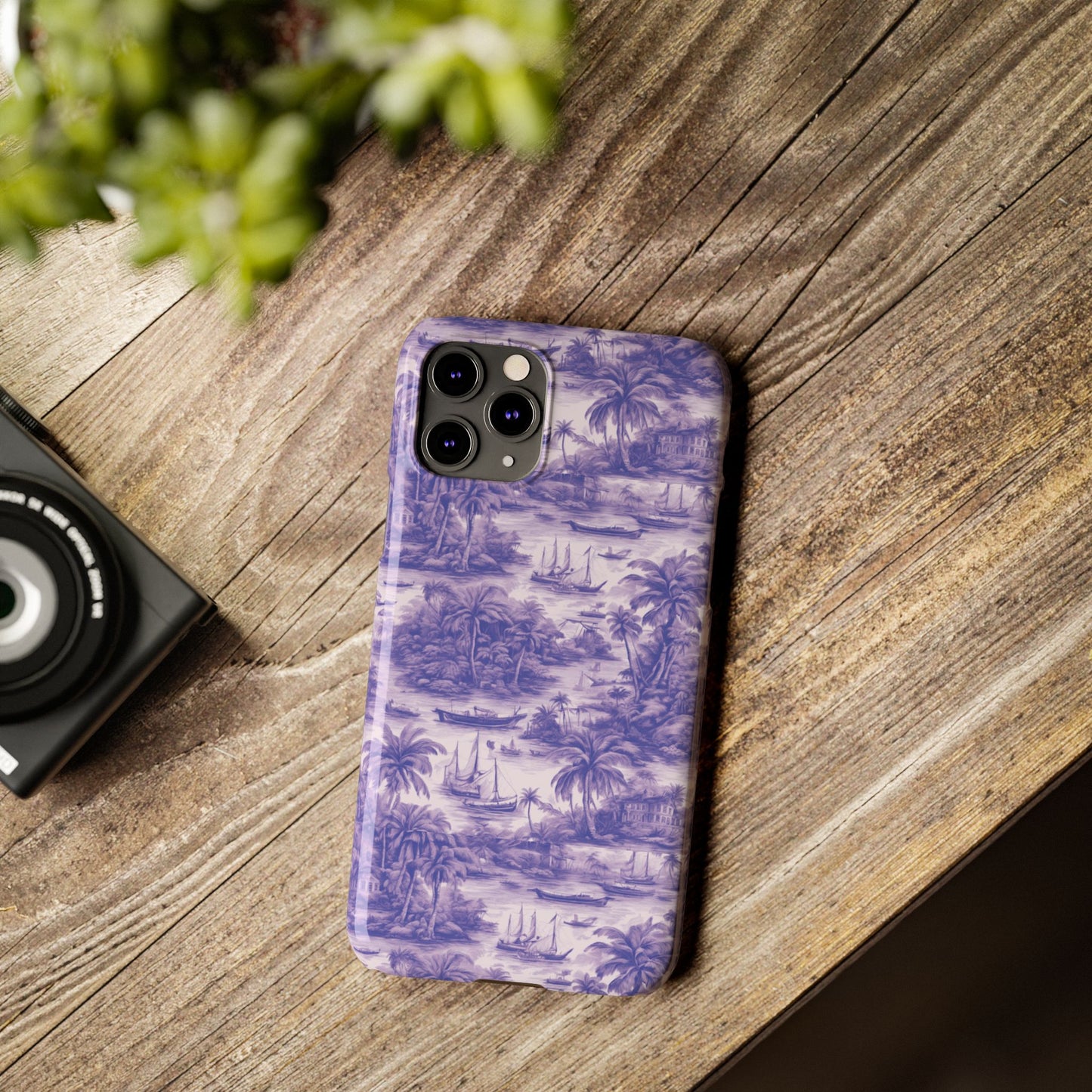 Slim Phone Cases - Tropical Toile #1, purple