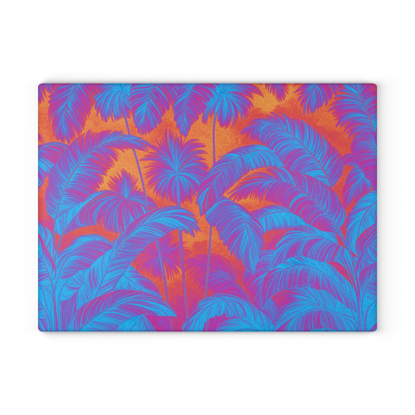 Glass Cutting Board, 2 sizes - Palm Serenity/Heatwave