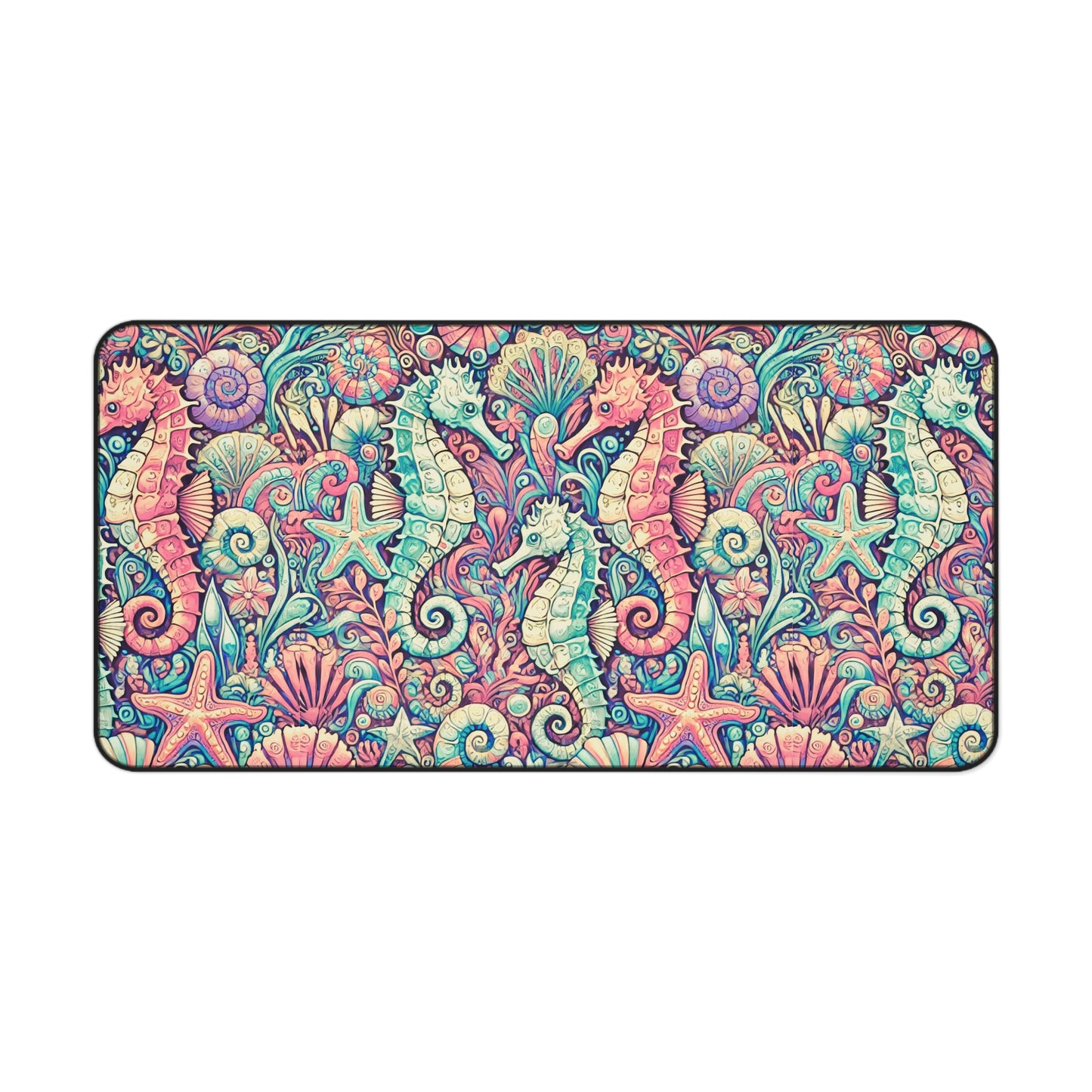 Tropical Mouse Pad/Desk Mat, 3 Sizes - Perfect for Home Office / Seahorses, Retro
