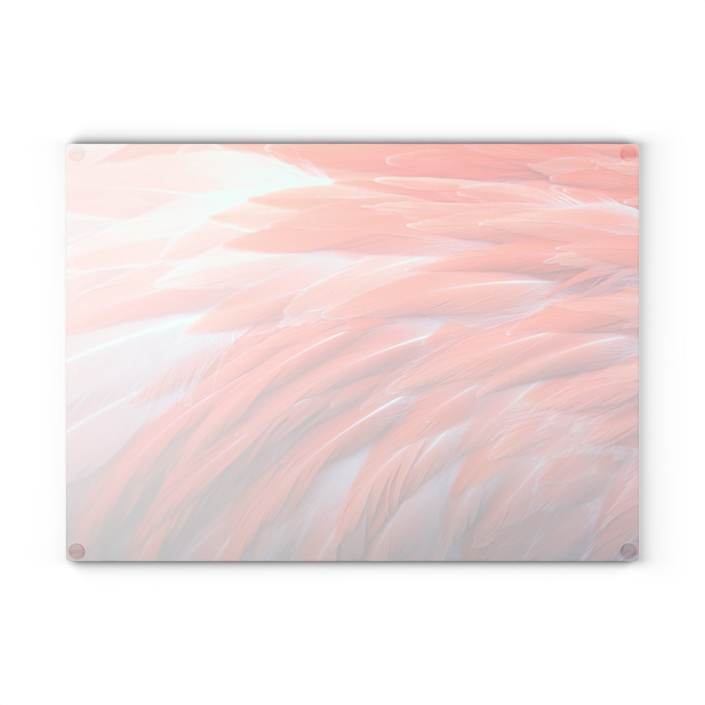 Glass Cutting Board, 2 sizes - Real Flamingo Feathers