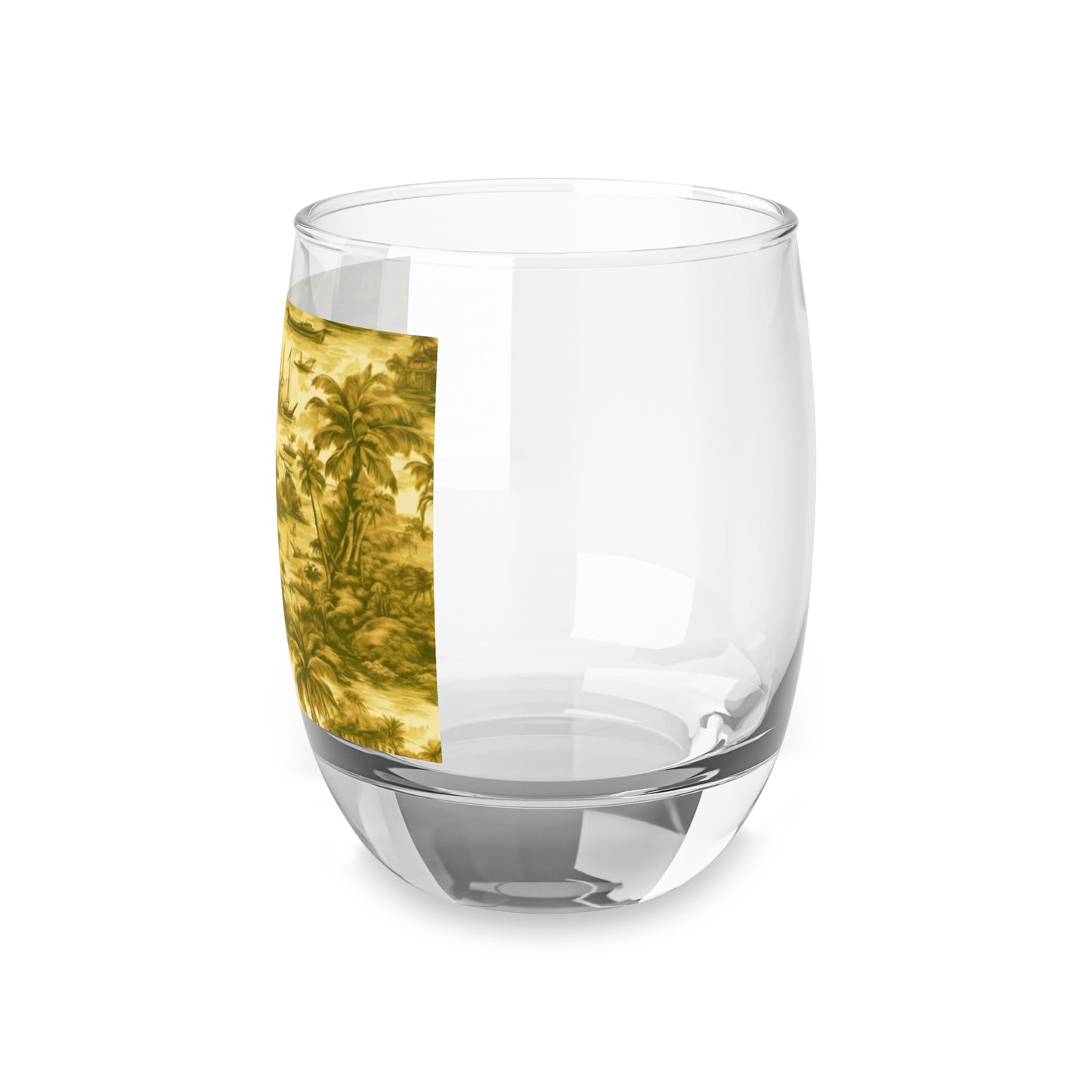 Whiskey Glass, Tropical Toile #1, Gold