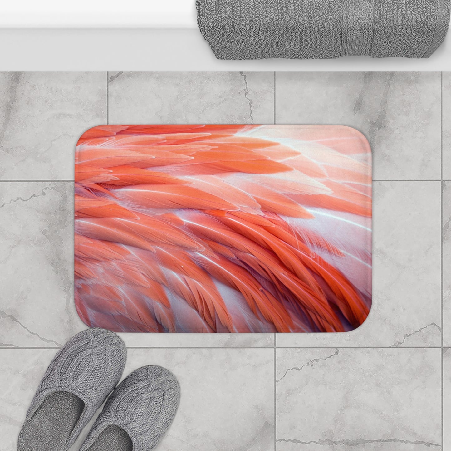 Flamingo Feather Bath Mat - Tropical Vibes for Home Decor