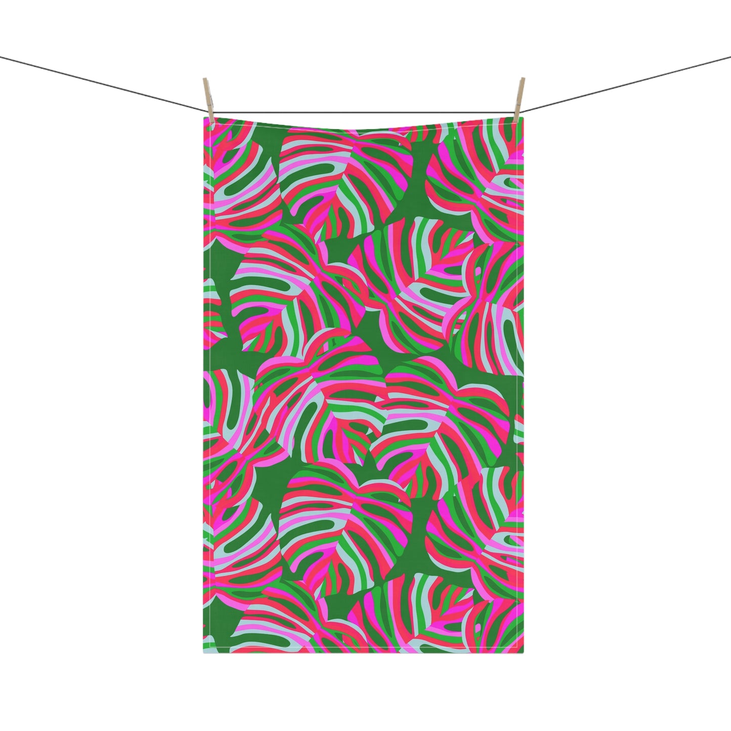 Tea Towels (cotton, poly), Neon Monsteras