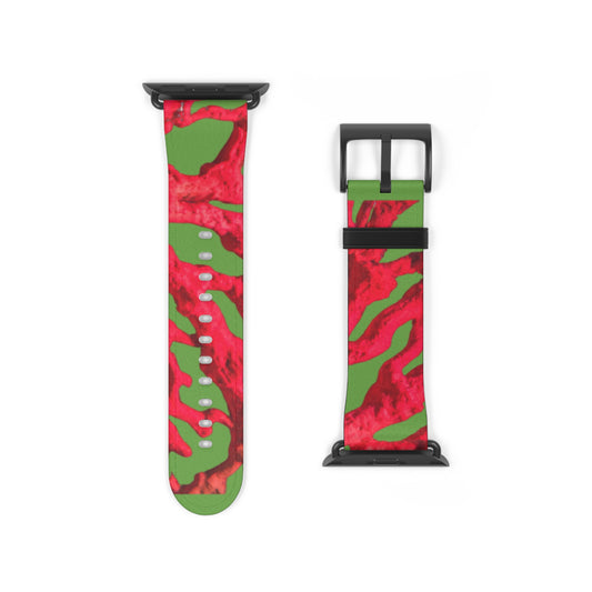 Apple Watch Band - Red Coral, green background