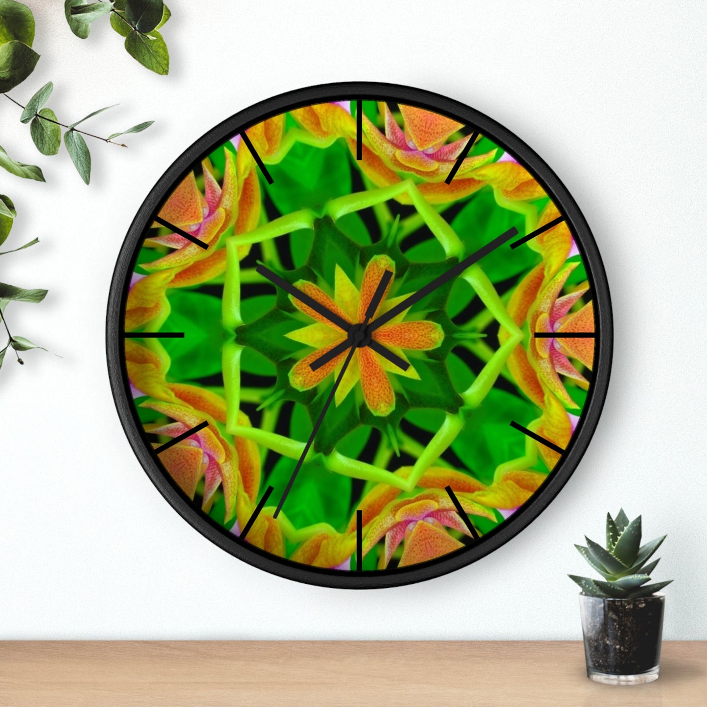 Wall Clock, Orchid Kaleidoscope #2, Hands/Base Variants