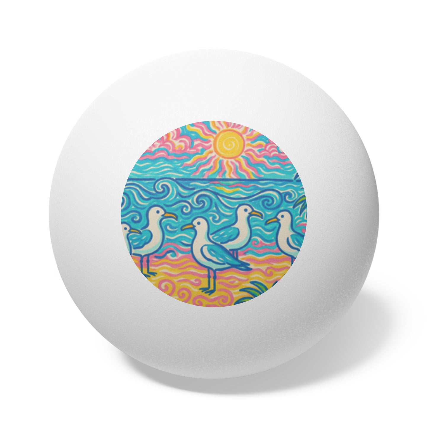 Tropical Paradise Ping Pong Balls - 6 Pack with Beach Seagulls