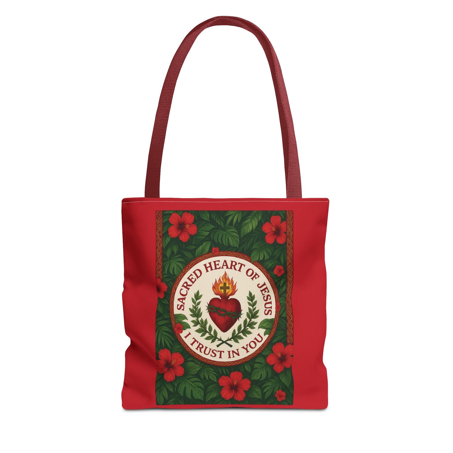 Religious Tote Bag - 3 Sizes / Sacred Heart of Jesus Prayer, Red