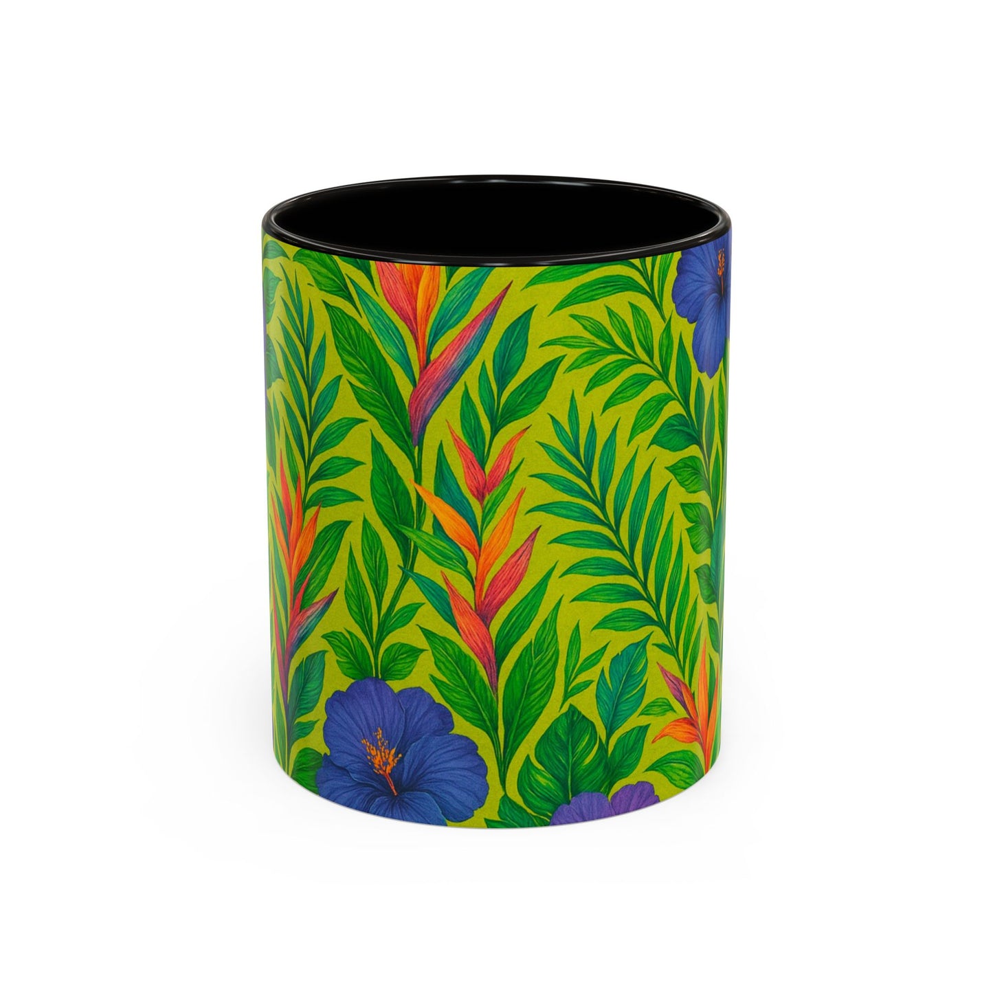 Vibrant Floral Coffee Mug - 11oz & 15oz / Midnight Flower Lime