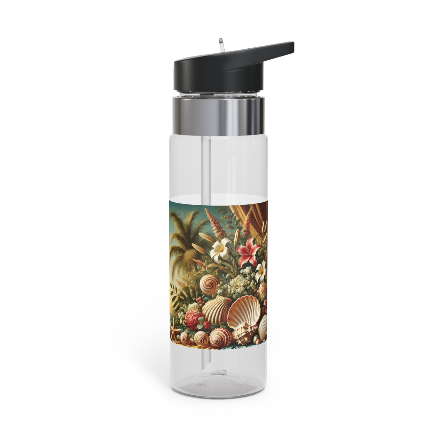 Tropical 20oz Tritan Sport Water Bottle -  Leakproof, Lightweight, BPA-Free / Shells and Flowers