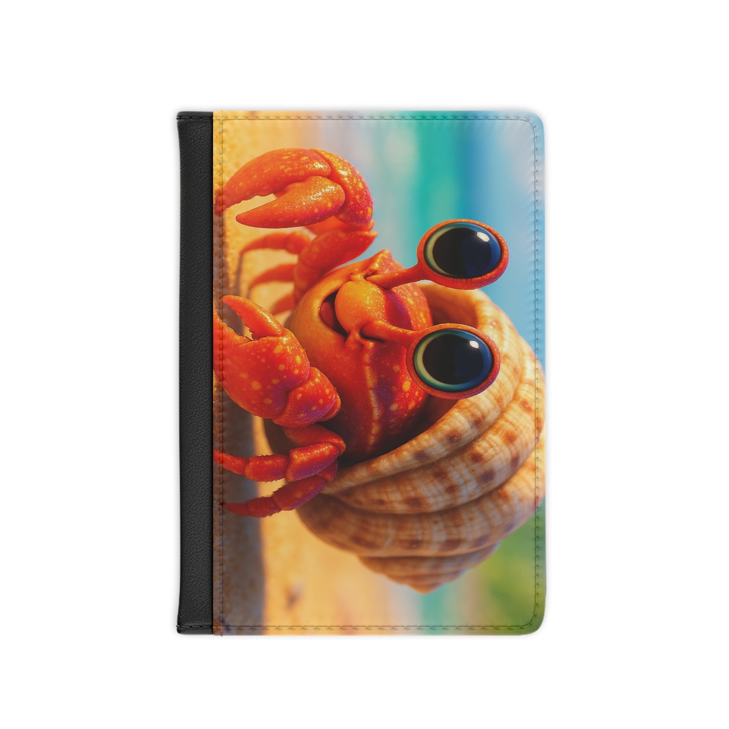 Tropical Passport Cover, Faux Leather - RFID blocking for travel security / Baby Hermit Crab
