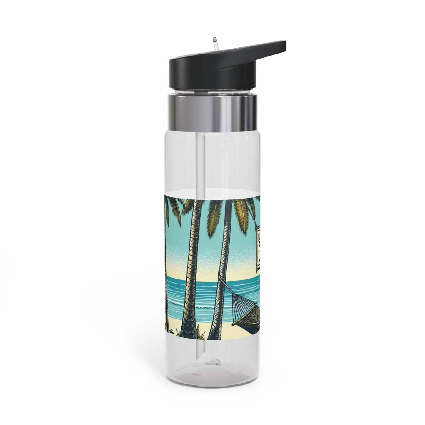 Tropical 20oz Tritan Sport Water Bottle -  Leakproof, Lightweight, BPA-Free / Hammock on the Beach