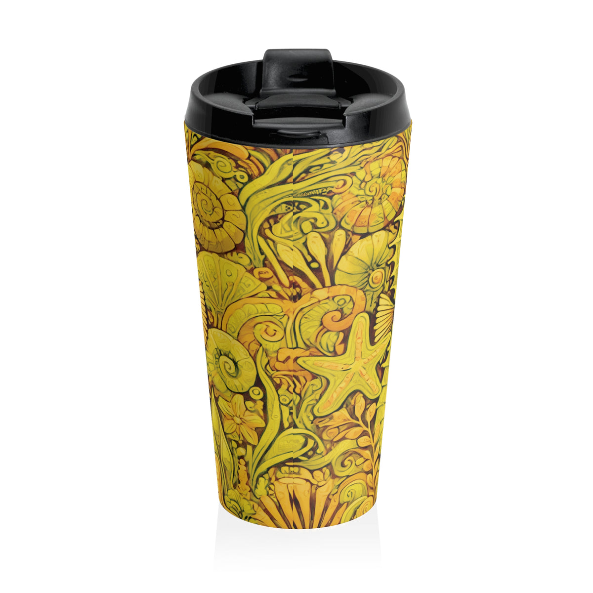15 oz. Stainless Steel Travel Mug / Seahorse Trio, Yellow