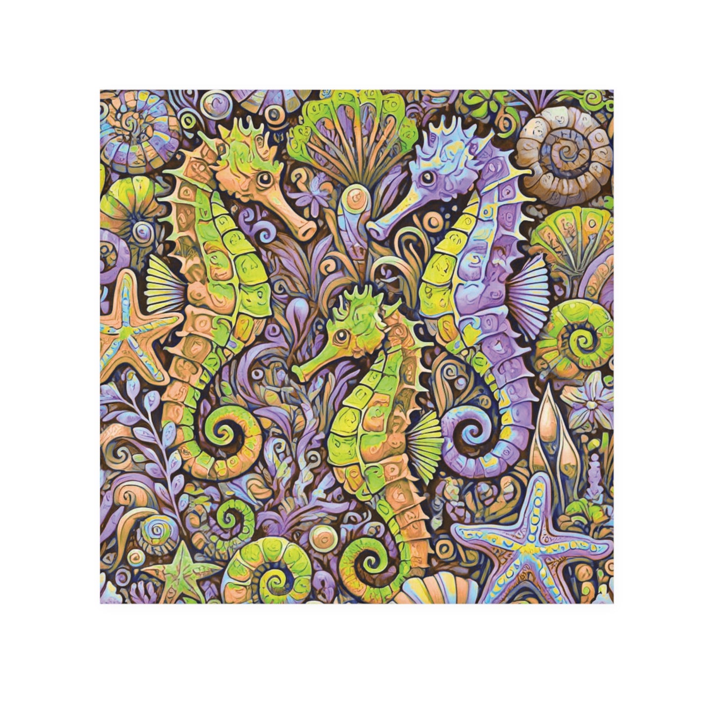 Face Towel - Seahorse Trio/Purple