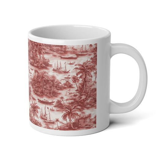Jumbo Mug, 20oz, Tropical Toile Russet | Tropical Coffee Cup