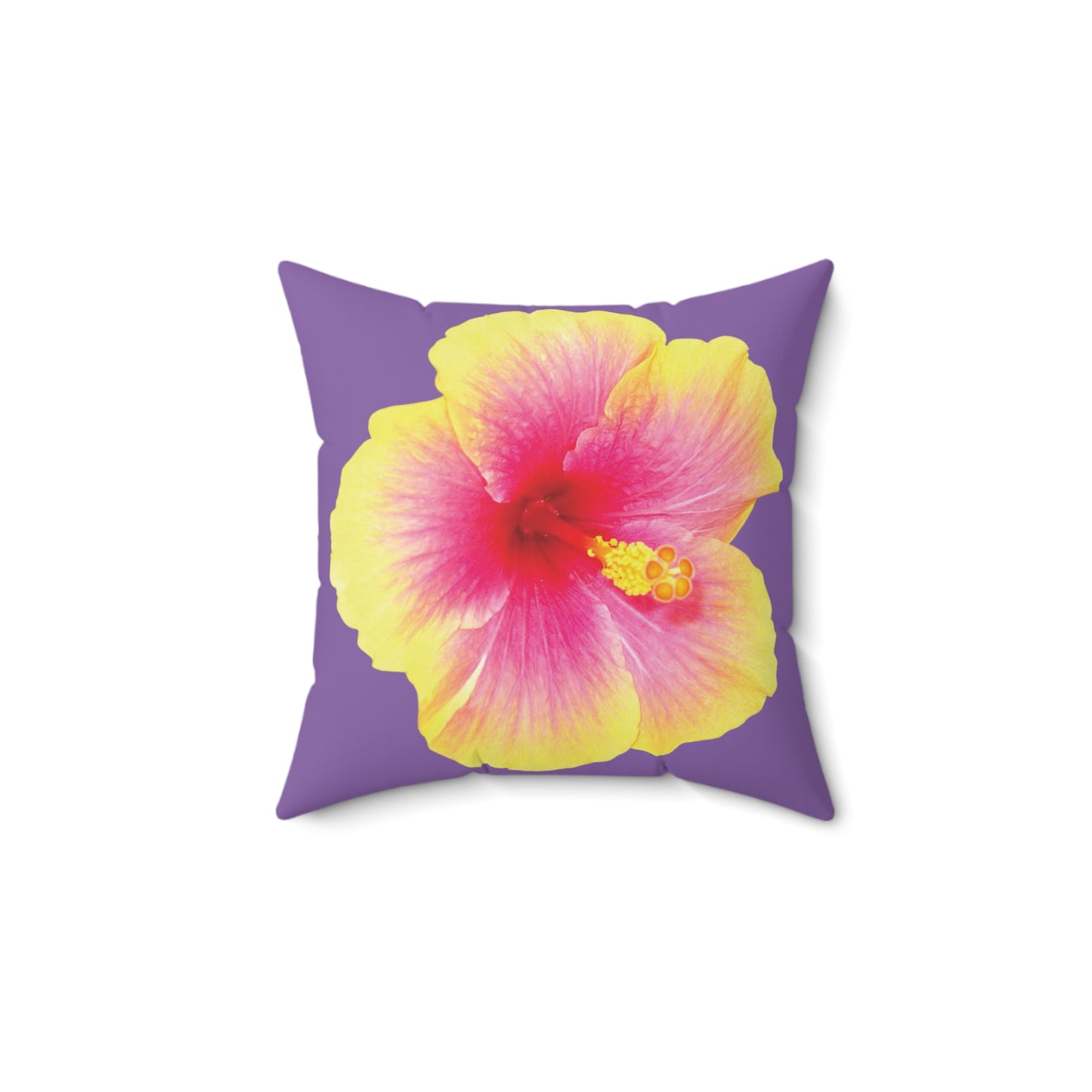 Decorative Pillow - Accent Cushion, 4 Sizes / Photo Yellow Hibiscus, Lt. Purple