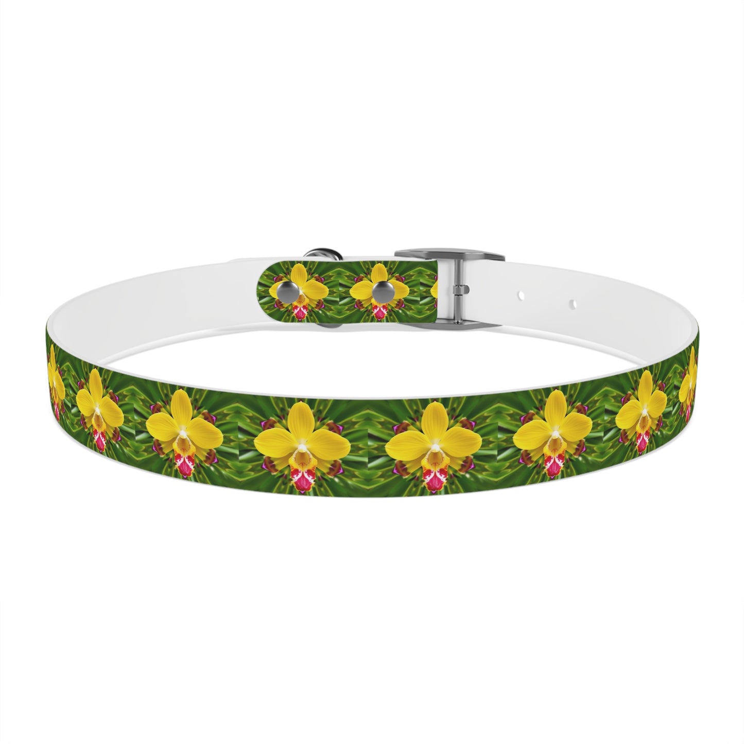 Dog Collar - Yellow Orchid Kaleidoscope