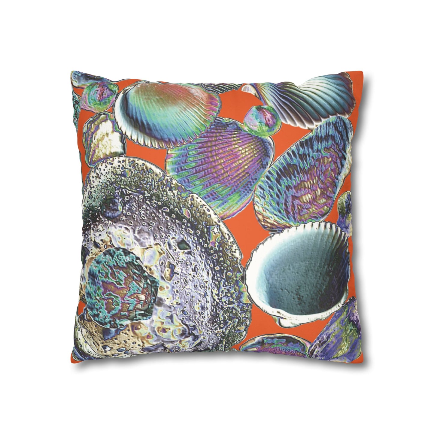 Faux Suede Square Pillowcase - Heatwave Seashell Collection, Orange