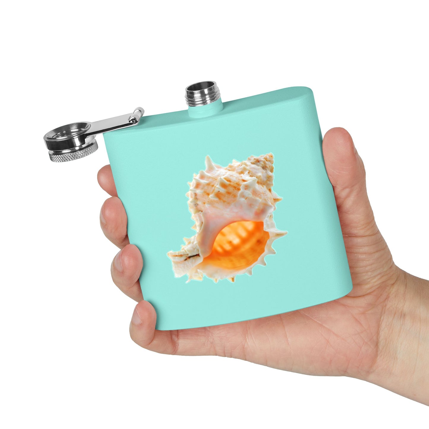 Tropical Stainless Steel 6 oz. Flask, Many Colors  – Real Conch Shell