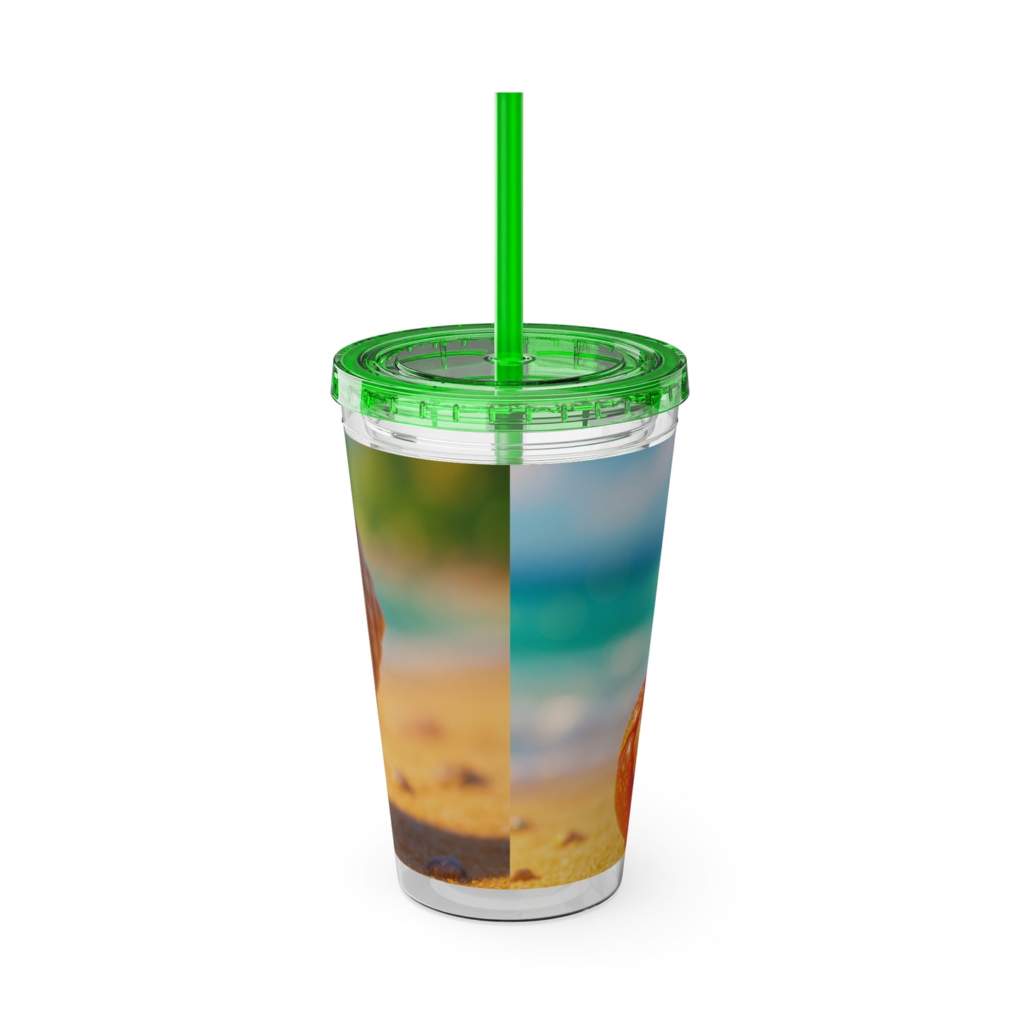 Tropical Tumbler with Straw | 16oz Colorful Travel Cup / Baby Hermit Crab
