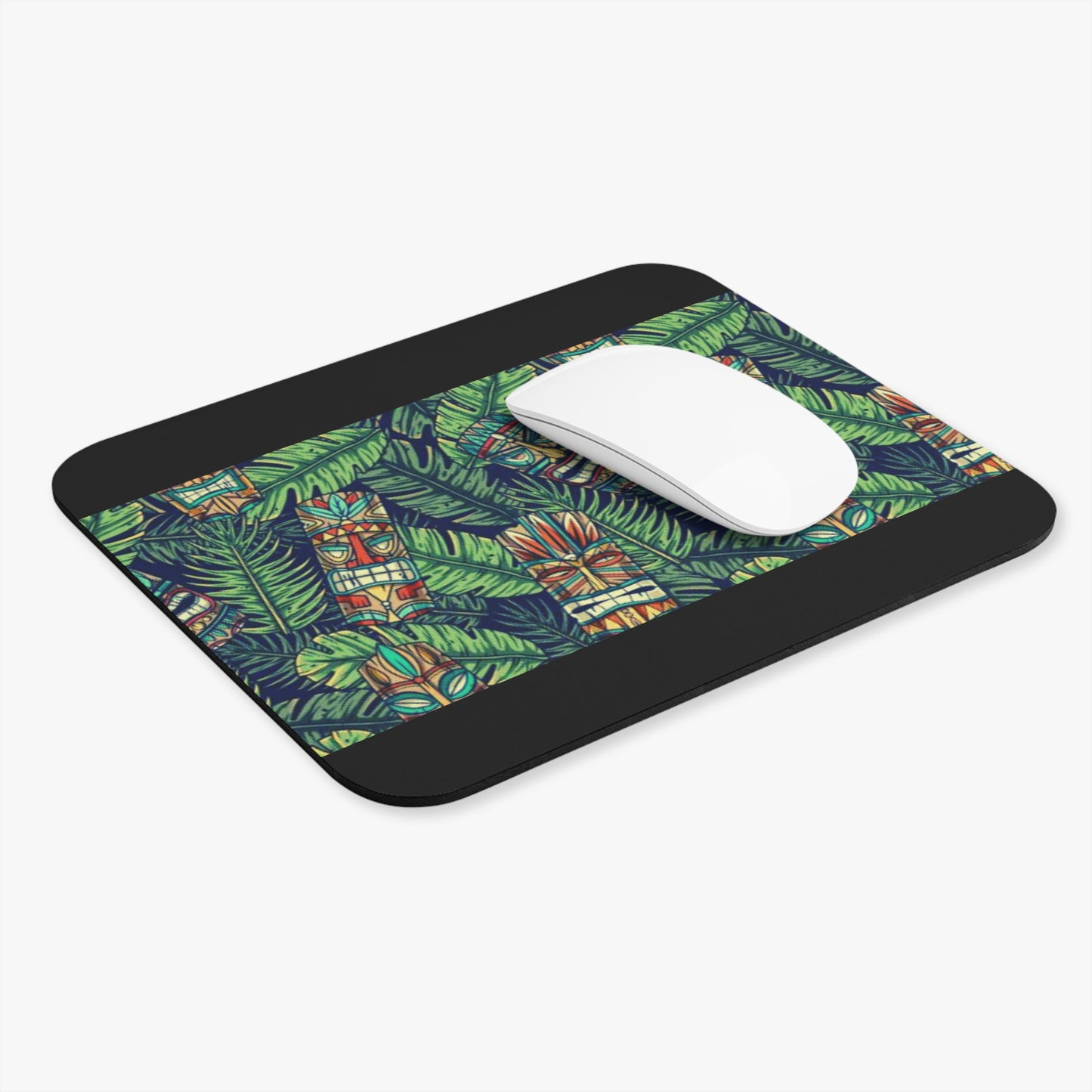 Mouse Pad (Rectangle) - Tiki Greenery, Black