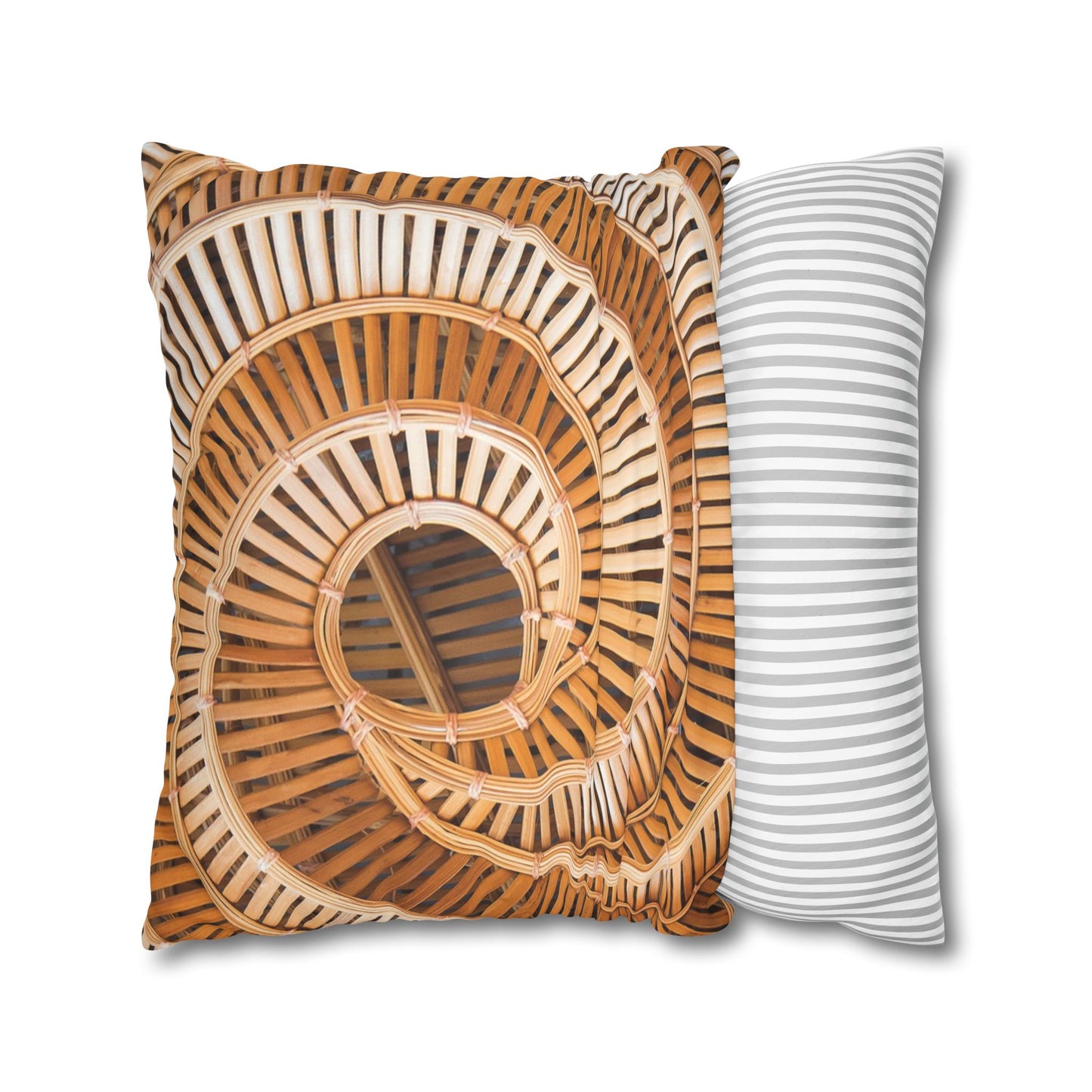 Faux Suede Square Pillowcase - Natural Bamboo Spiral