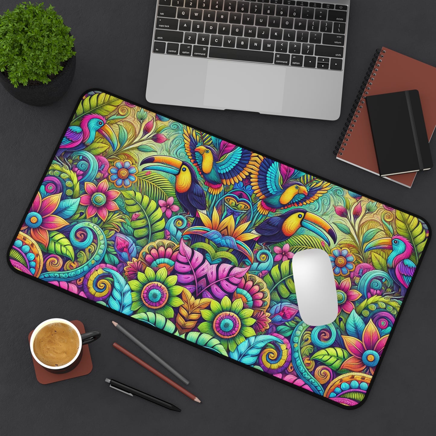 Tropical Mouse Pad/Desk Mat, 3 Sizes - Perfect for Home Office / Colorful Rainforest Parrots