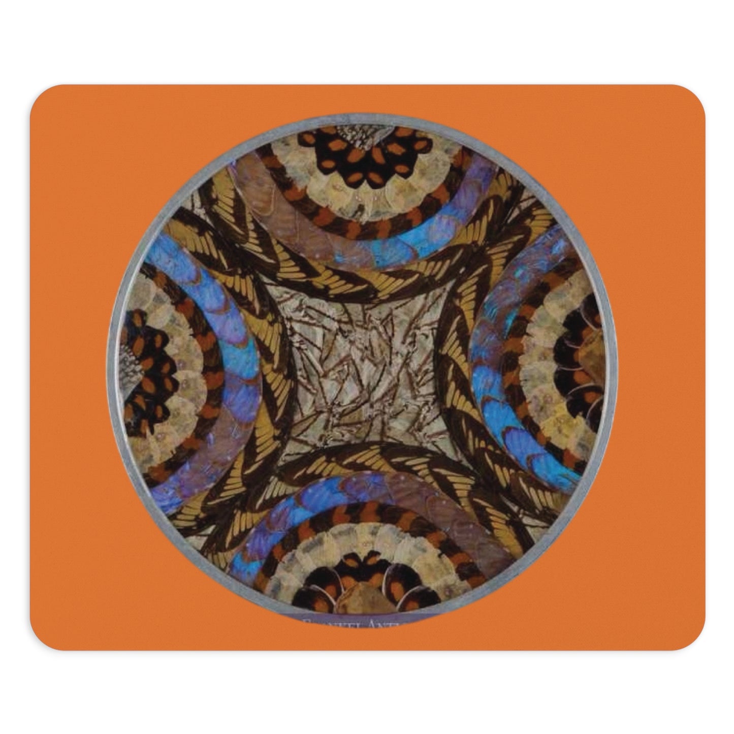 Tropical Mouse Pad, 2 Shapes - Beach Vibes for Home Office & Gamer / Real Butterfly Wing Art, Crusta Lt. Orange