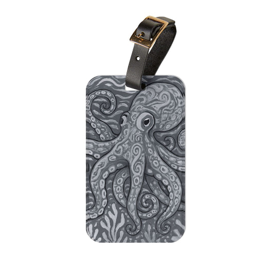 Luggage Tag - Octopus Kraken Joe, Noir