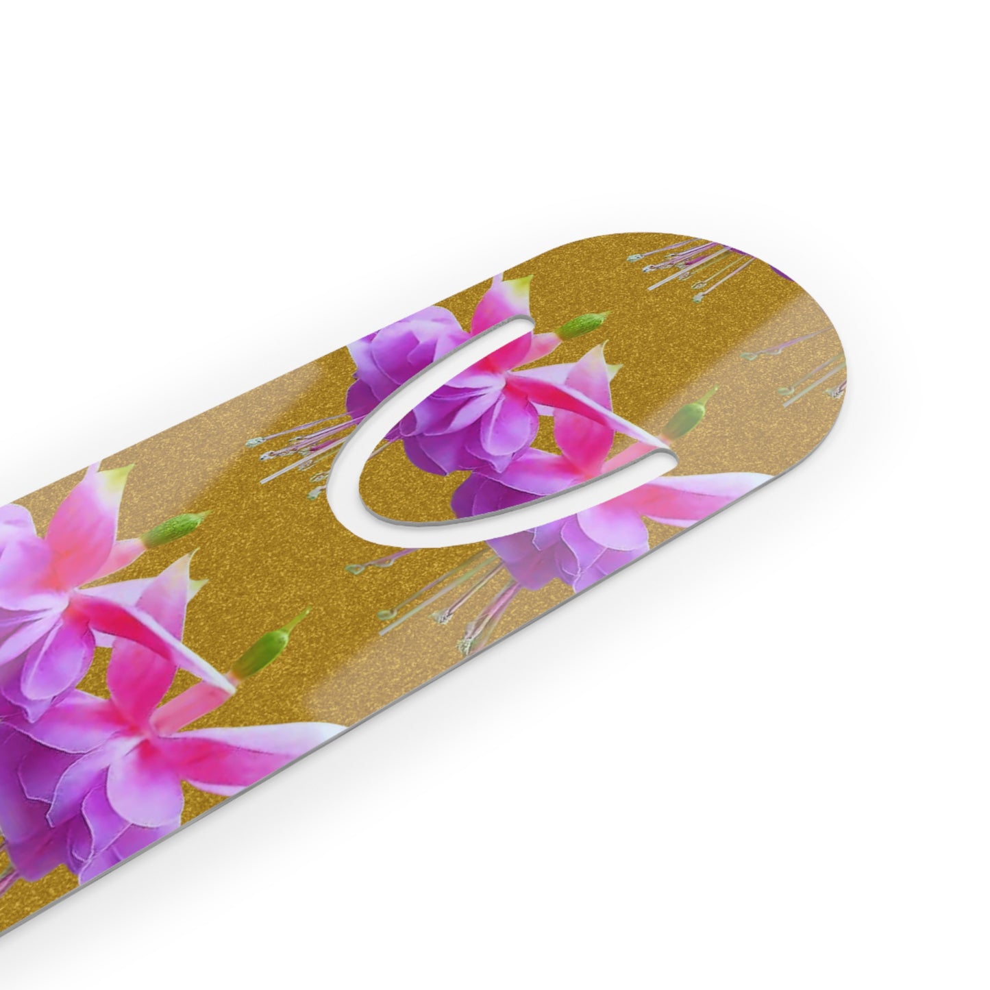 Bookmark - Aluminum, Two Pink Fuchsias / Gold