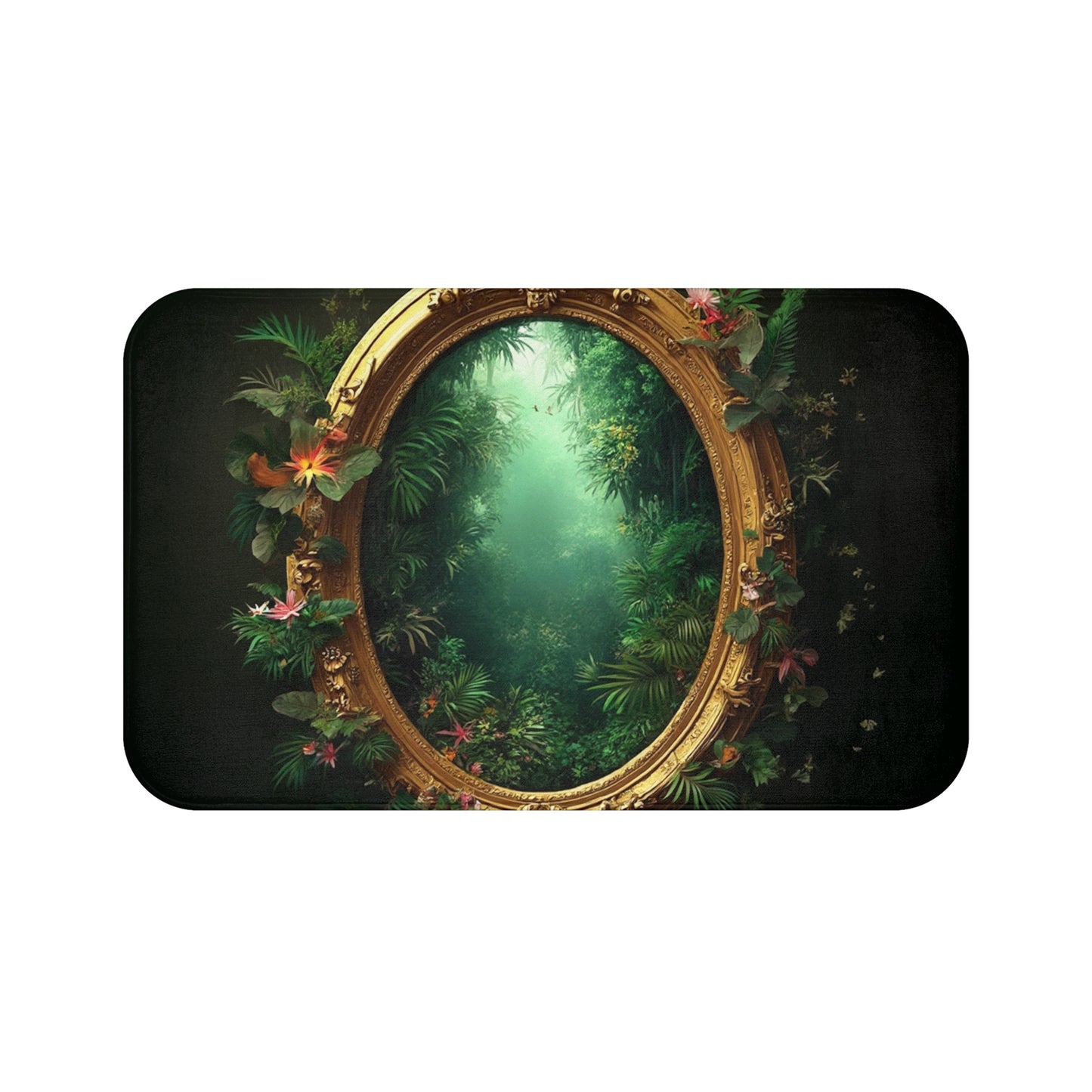 Golden Portal to Paradise Bath Mat, 2 Sizes - Tropical Vibes for Home Decor